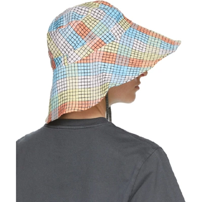 Shop Ganni Multicolor Seersucker Check Hat In 999 Multico