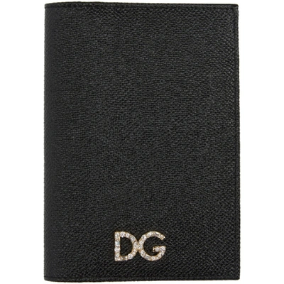 Shop Dolce & Gabbana Dolce And Gabbana Black Dauphine Crystal Passport Holder In 80999 Black