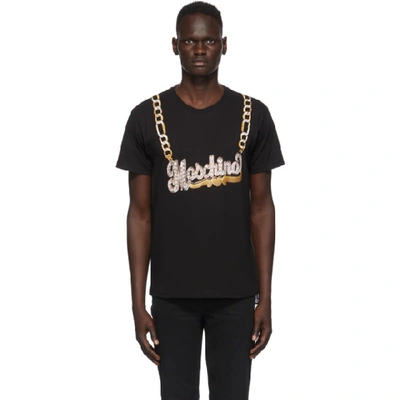 Shop Moschino Black Macro Necklace T-shirt In A2555 Black