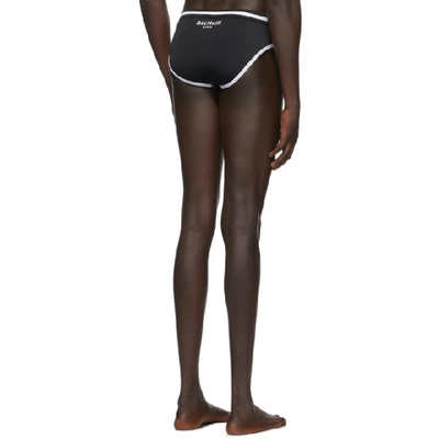 Shop Balmain Black Logo Embroidered Swim Briefs In 010black/w