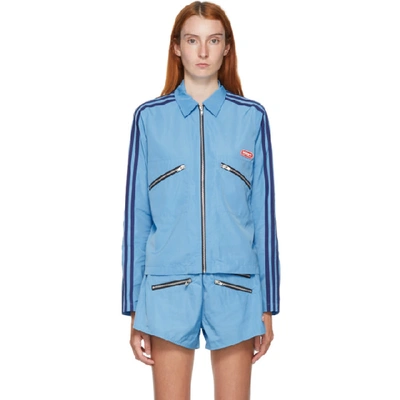 Shop Adidas Lotta Volkova Blue Zip Shirt Jacket In Light Blue