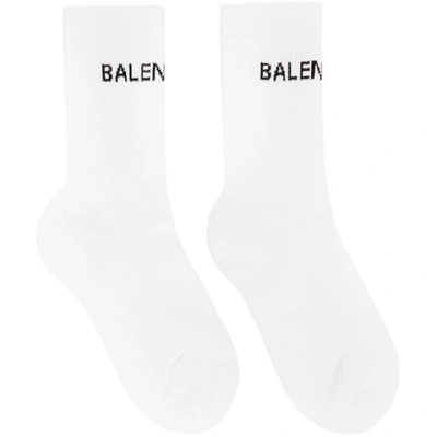 Shop Balenciaga White Logo Tennis Socks In 9060 Wt/blk