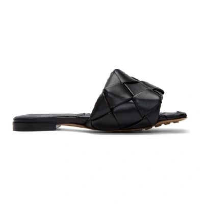 Shop Bottega Veneta Black Intrecciato Lido Flat Sandals In 1000 Black