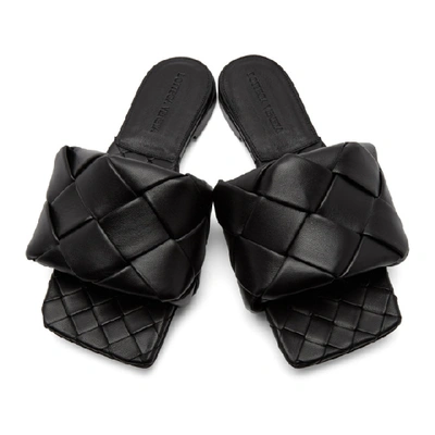 Shop Bottega Veneta Black Intrecciato Lido Flat Sandals In 1000 Black