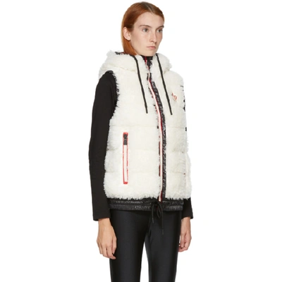 Shop Moncler White Down Fleece Puffer Waistcoat In White Fill: 90% Goose Down, 10% Feathers.