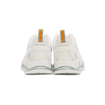 Shop Burberry White Union Sneakers