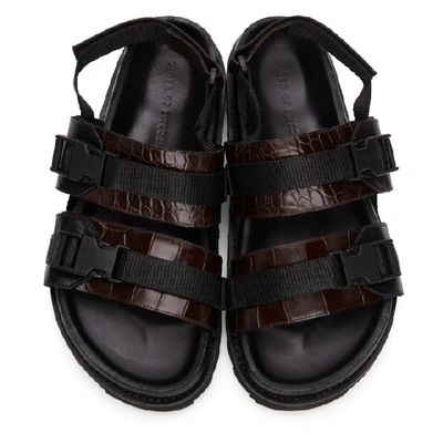 Shop Tiger Of Sweden Brown Croc Jordan Sandals In 10n Darkbro