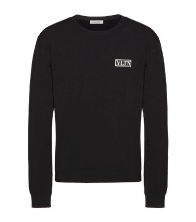 Shop Valentino Vltn Tag Knitted Sweater In Black