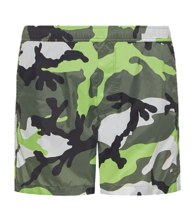 Shop Valentino Camouflage Print Swim Shorts