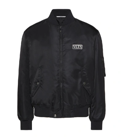 Shop Valentino Logo Bomber Jacket In Black