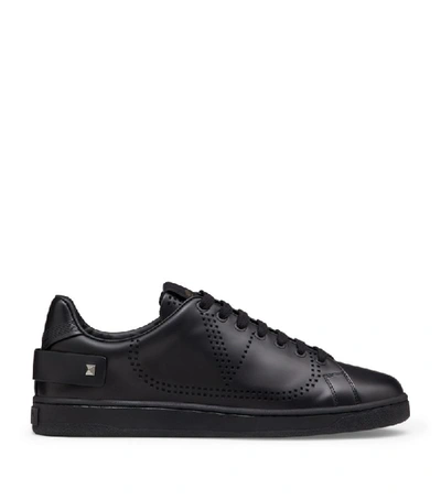 Shop Valentino Garavani Leather Backnet Sneakers