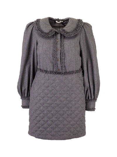 Shop Fendi Women's Grey Wool Dress