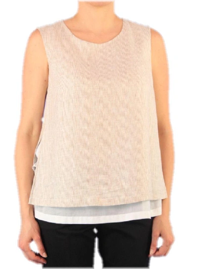 Shop Peserico Women's Beige Linen Tank Top