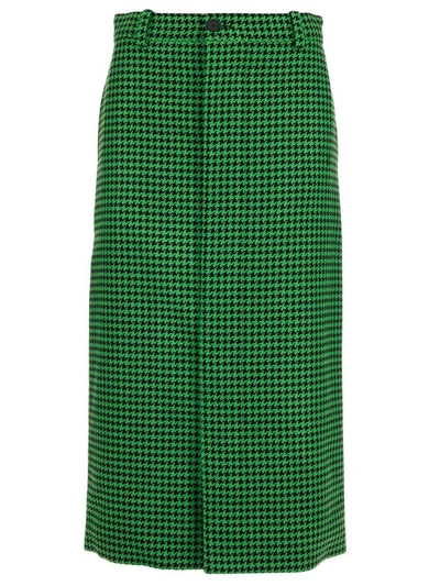 Shop Balenciaga Women's Green Wool Skirt