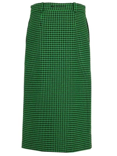Shop Balenciaga Women's Green Wool Skirt