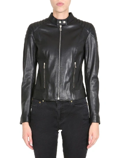 Shop Belstaff Women's Black Leather Outerwear Jacket