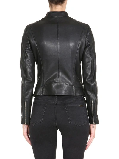 Shop Belstaff Women's Black Leather Outerwear Jacket