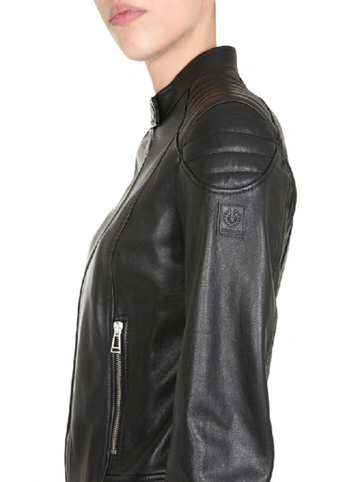 Shop Belstaff Women's Black Leather Outerwear Jacket