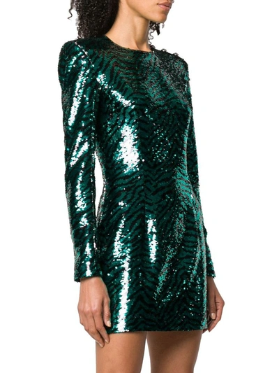 Shop Balmain Women's Green Polyester Dress