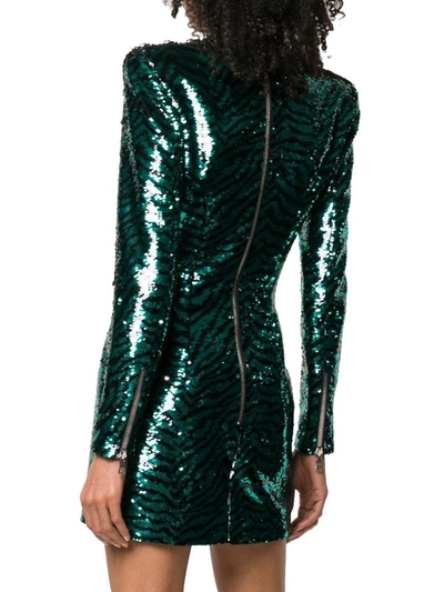 Shop Balmain Women's Green Polyester Dress