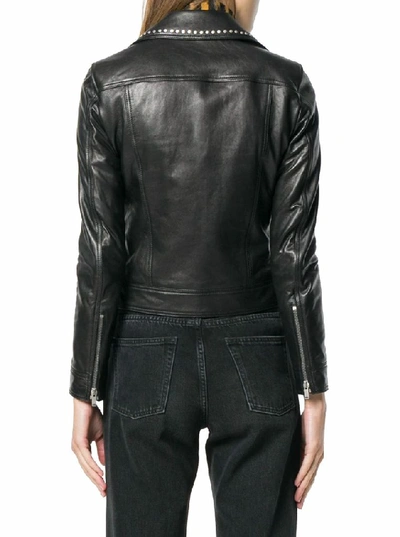 Shop Saint Laurent Women's Black Leather Outerwear Jacket