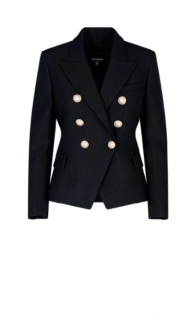 Shop Balmain Women's Black Cotton Blazer