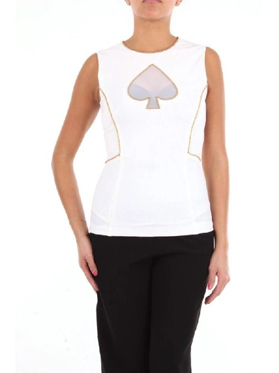 Shop Boutique Moschino Women's White Polyester Tank Top