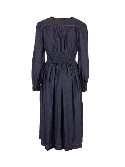 Shop Fendi Women's Blue Cotton Dress