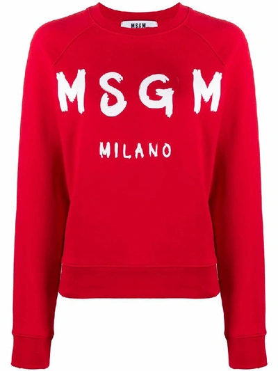 Shop Msgm Women's Red Cotton Sweatshirt