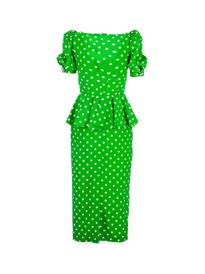 Shop Alessandra Rich Women's Green Silk Dress