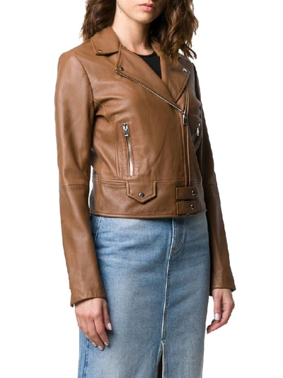 Shop Pinko Women's Brown Leather Outerwear Jacket