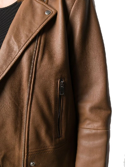 Shop Pinko Women's Brown Leather Outerwear Jacket