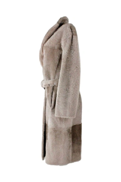Shop Brunello Cucinelli Women's Beige Leather Coat