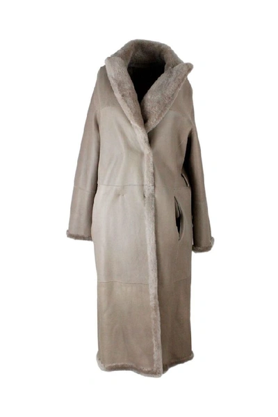 Shop Brunello Cucinelli Women's Beige Leather Coat