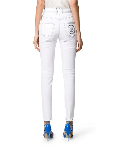 Shop Balmain Women's White Cotton Jeans