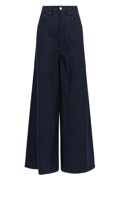 Shop Maison Margiela Women's Blue Cotton Pants