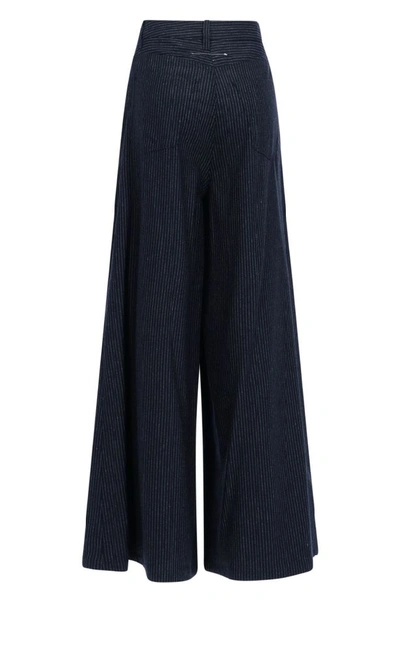 Shop Maison Margiela Women's Blue Cotton Pants