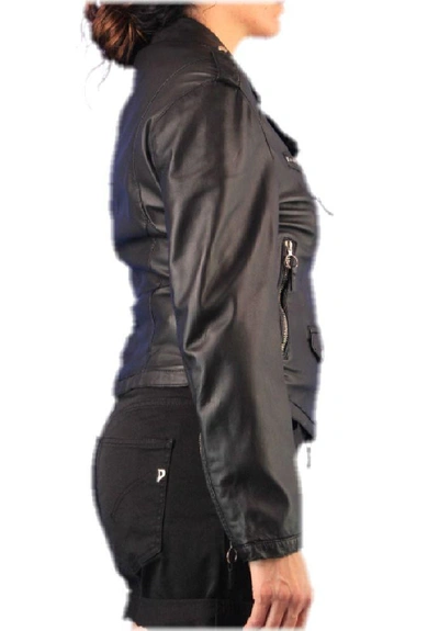 Shop Delan Women's Black Leather Outerwear Jacket