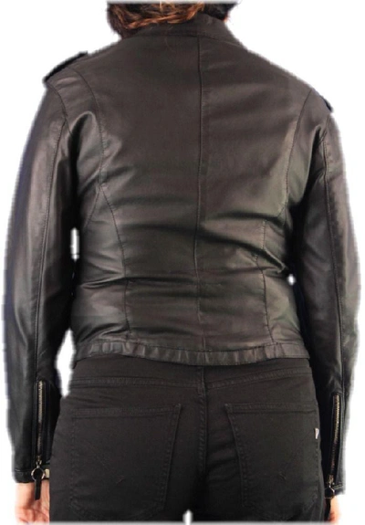 Shop Delan Women's Black Leather Outerwear Jacket