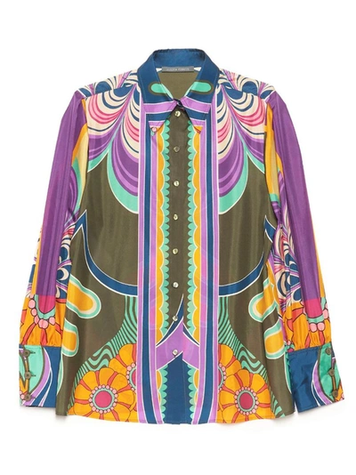 Shop Alberta Ferretti Women's Multicolor Silk Shirt