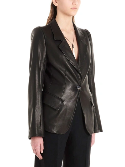 Shop Ann Demeulemeester Women's Black Leather Blazer
