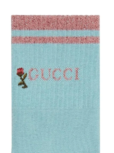 Shop Gucci Women's Light Blue Cotton Socks