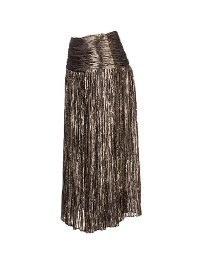 Shop Saint Laurent Women's Bronze Silk Skirt