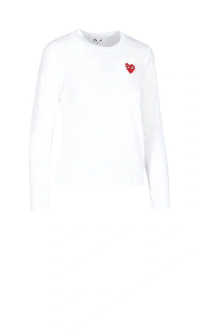 Shop Comme Des Garçons Play Women's White Cotton T-shirt