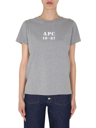 Shop Apc A.p.c. Women's Grey Cotton T-shirt