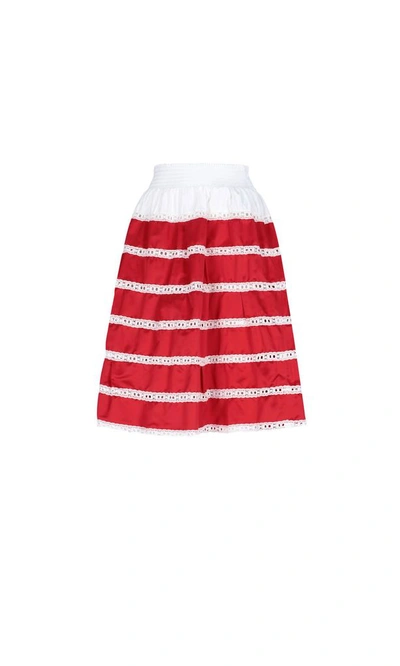 Shop Prada Women's Red Silk Skirt