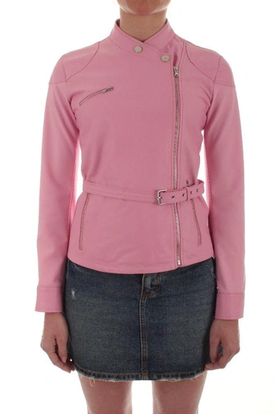 Shop Pinko Women's Pink Leather Outerwear Jacket