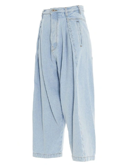 Shop Loewe Women's Light Blue Cotton Jeans