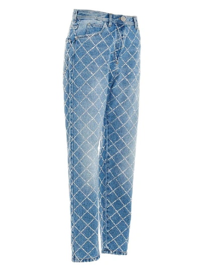 Shop Balmain Women's Light Blue Cotton Jeans