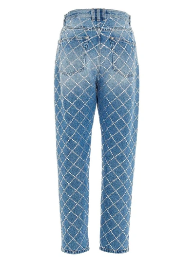 Shop Balmain Women's Light Blue Cotton Jeans